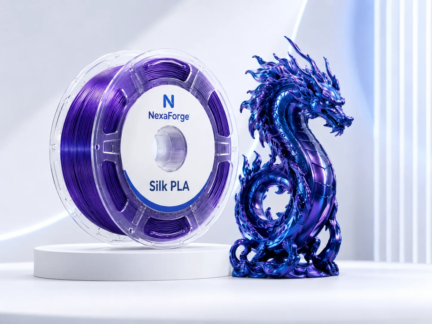 Silk / Dual-Color / Tri-Color filament spool with printed model