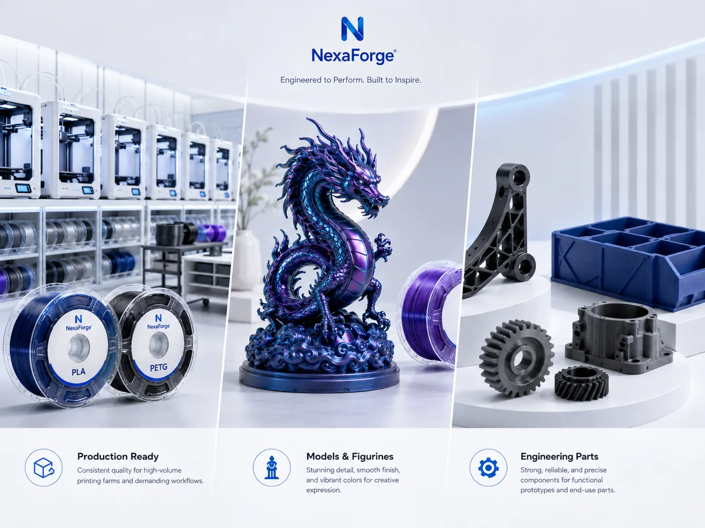 Effect Filaments / Rainbow / Glow filament spool with printed model